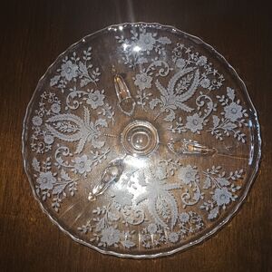 Fostoria Prelude Etched Footed Plate 7.5"